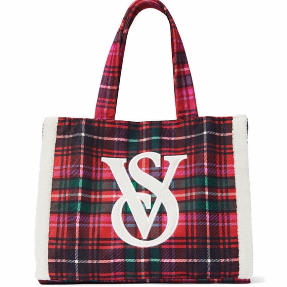 New!! Victoria’s Secret Limited Edition Large Plaid Tote With Logo - Picture 2 of 11